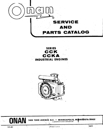 Onan CCK, CCKA Engine Parts & Service Manual