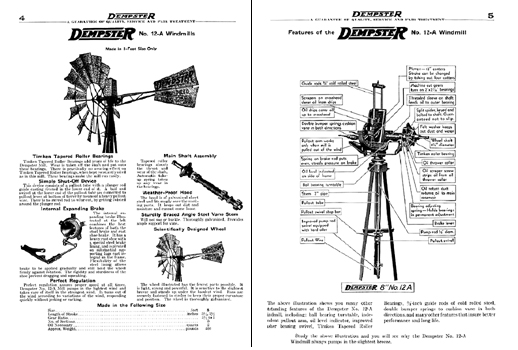 Dempster water pumping Windmill Product Catalog and Parts List